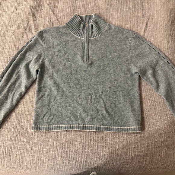Gigi C June Wool Cashmere Blend 1/4 Zip Sweater - Picture 2 of 5